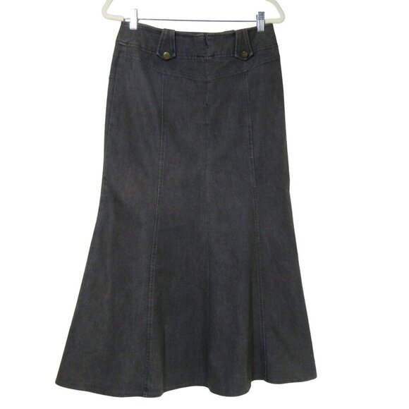 VTG Y2K CATO Gray Denim Midi Flared Western Cowgirl Boho Grunge Modest Skirt 4 - Picture 4 of 10